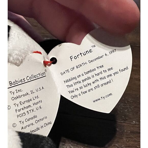 FORTUNE TY BEANIE BABY Babies Rare 1997 Panda W/ 1998 Tush Tag ERROR - Picture 8 of 9